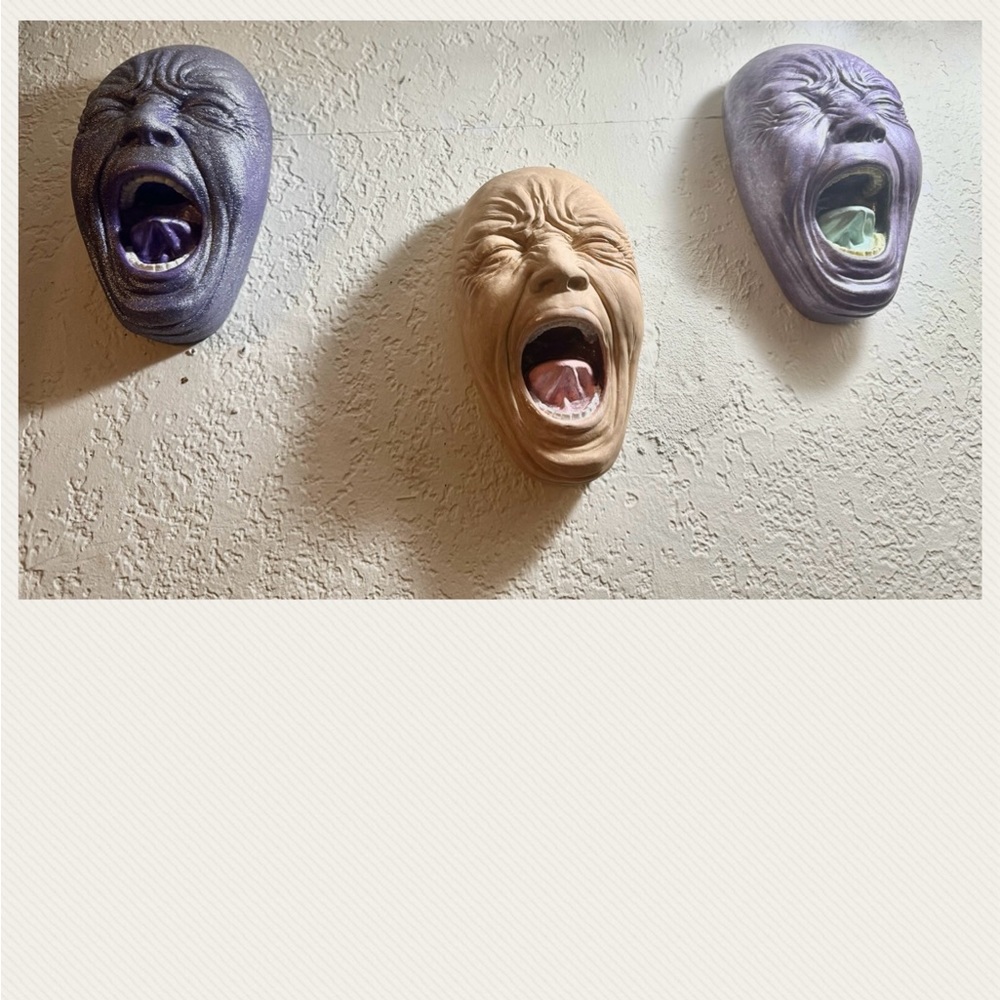 X3 (3) Screaming faces hand painted - asking price is firm